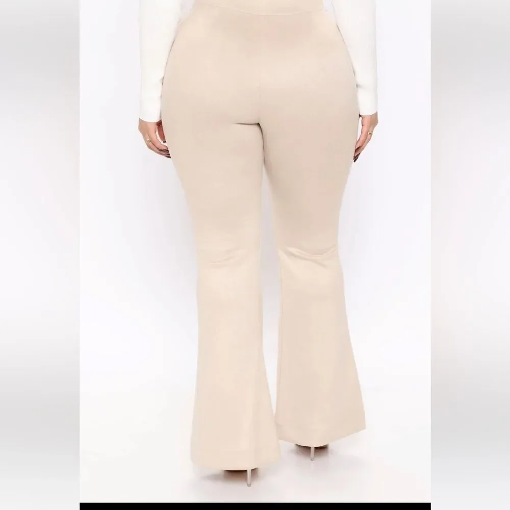 Fashion nova soft feeling wide leg pants in nude size large